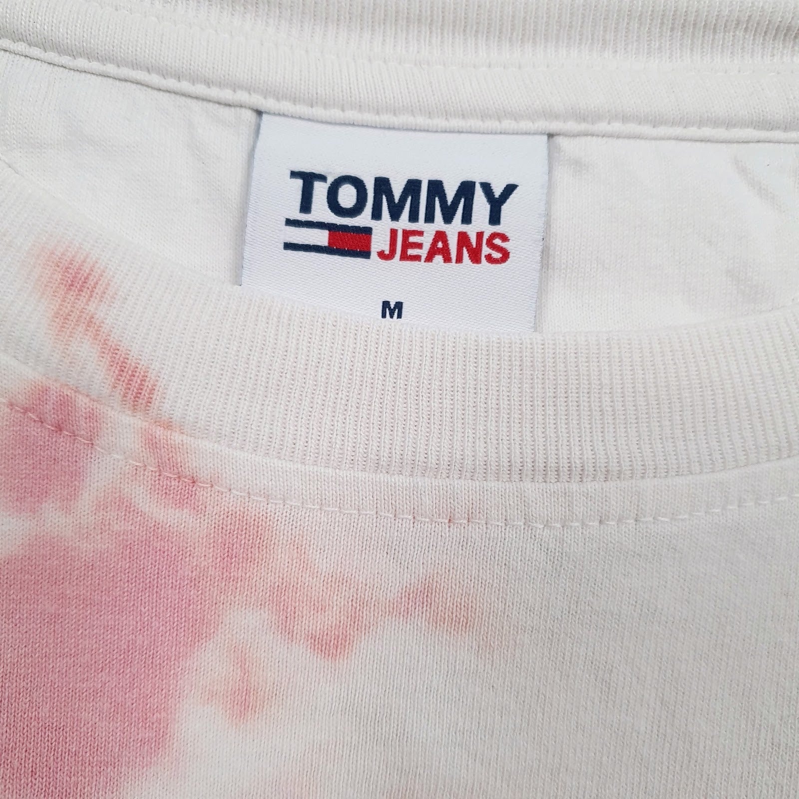 Mens White Tommy Hilfiger Spellout Tie Dye  T Shirt