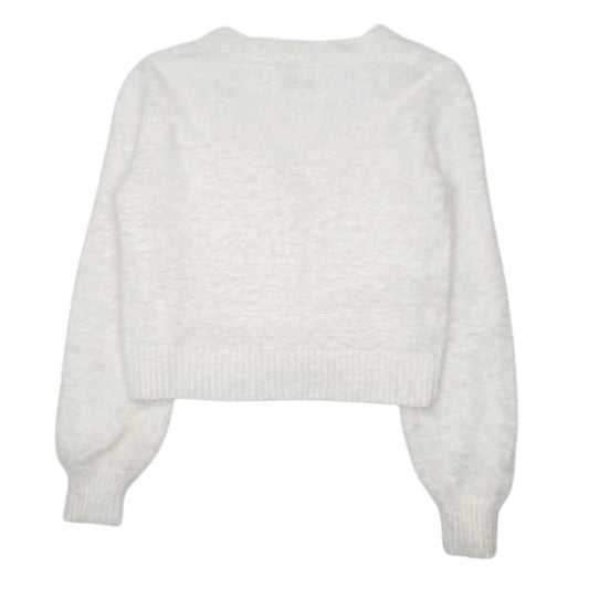 Womens White Saltanse Fluffy Cardigan Jumper