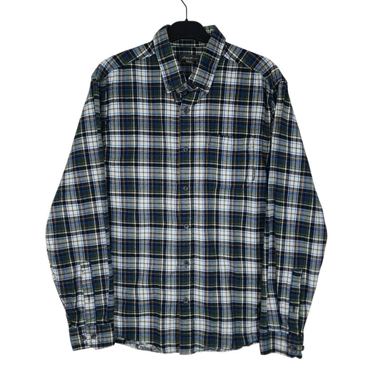 Mens Green Eddie Bauer Thick Flannel Plaid Long Sleeve Shirt