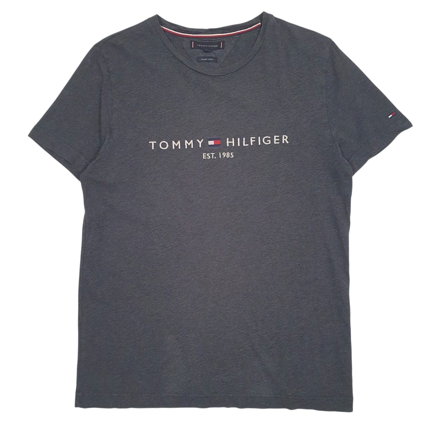 Mens Grey Tommy Hilfiger Spellout Short Sleeve T Shirt