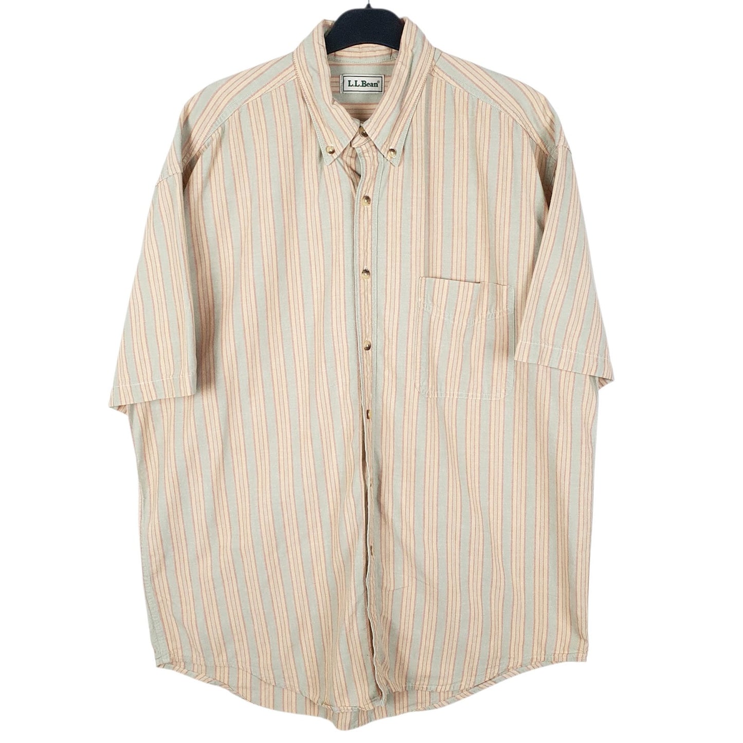 Mens Yellow L.L.Bean Vintage 90s Short Sleeve Shirt