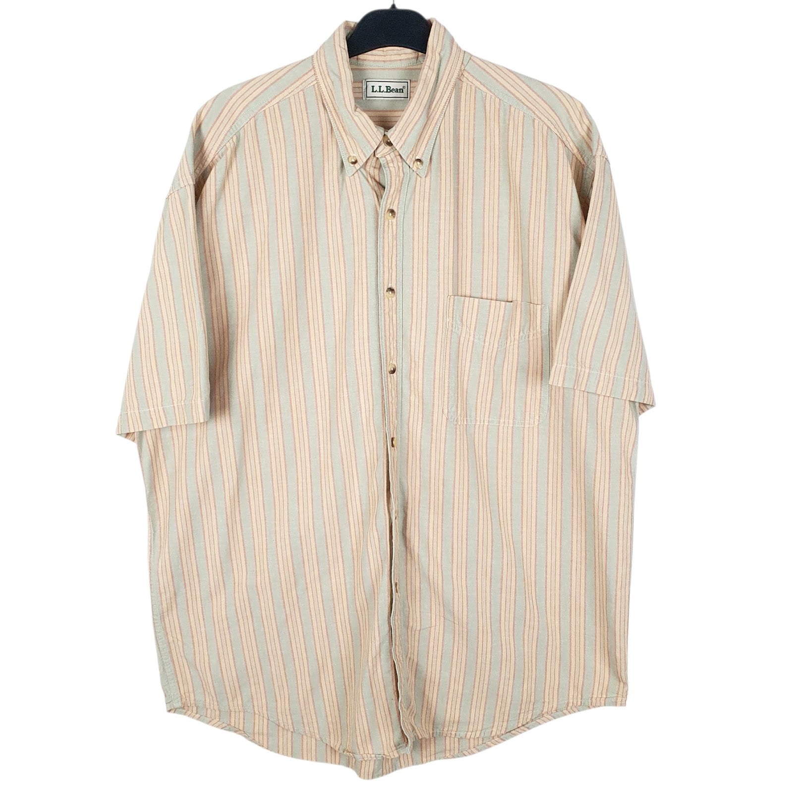Mens Yellow L.L.Bean Vintage 90s Short Sleeve Shirt