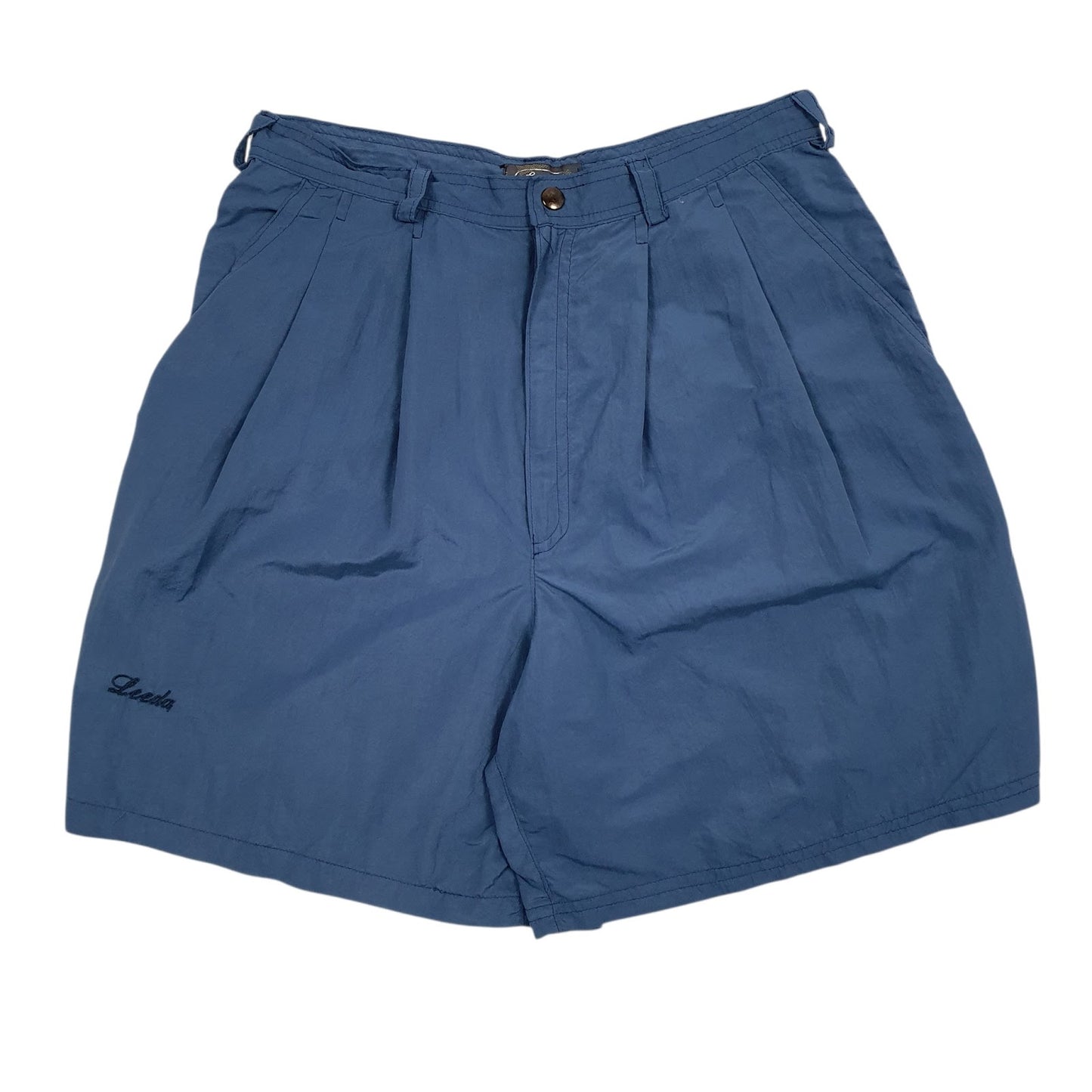 Womens Blue Leeda Double Pleated Sport Shorts