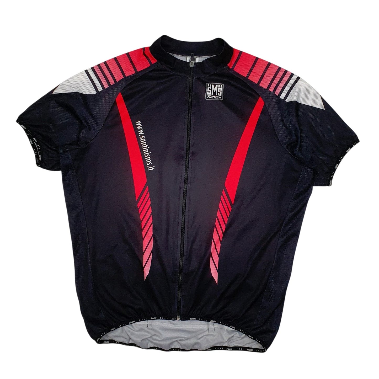 Mens Black Santini Cycling Jersey Short Sleeve T Shirt
