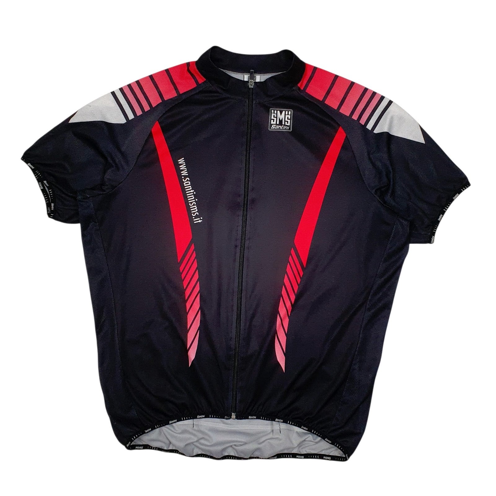 Mens Black Santini Cycling Jersey Short Sleeve T Shirt