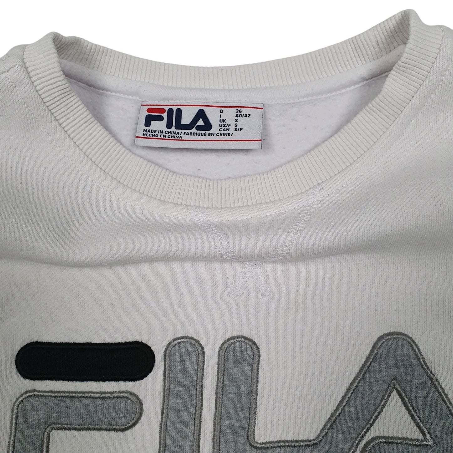 Womens White Fila  Crewneck Jumper
