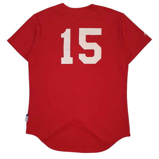 Mens Red Majestic Jersey Cool Base  T Shirt