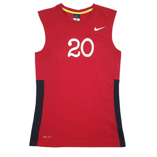 Mens Red Nike Vest Dri-Fit Sleeveless T Shirt