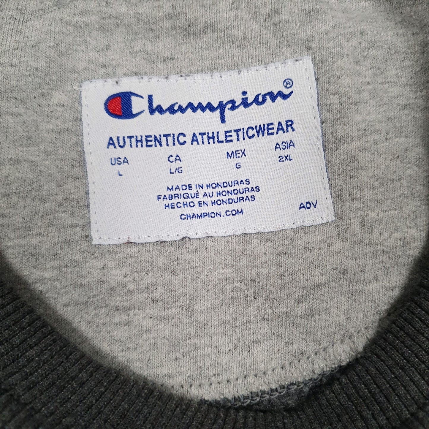 Mens Grey Champion Spellout Crewneck Jumper