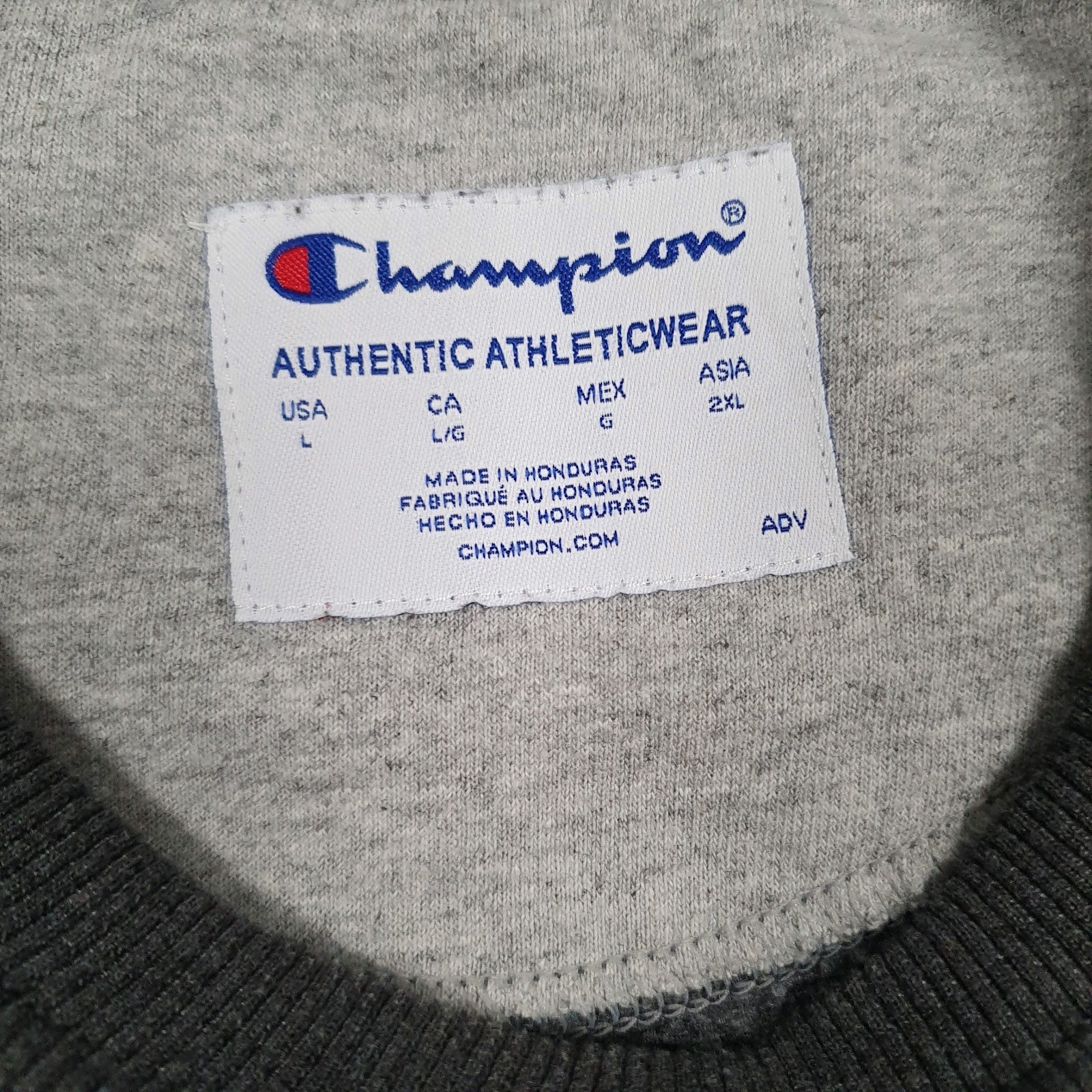 Mens Grey Champion Spellout Crewneck Jumper