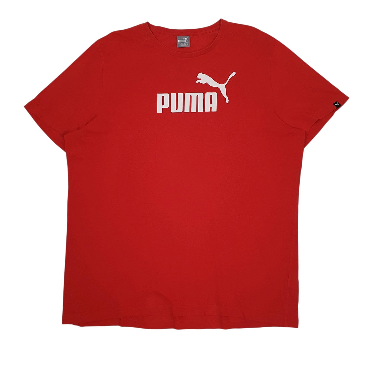 Mens Red Puma Spellout Short Sleeve T Shirt