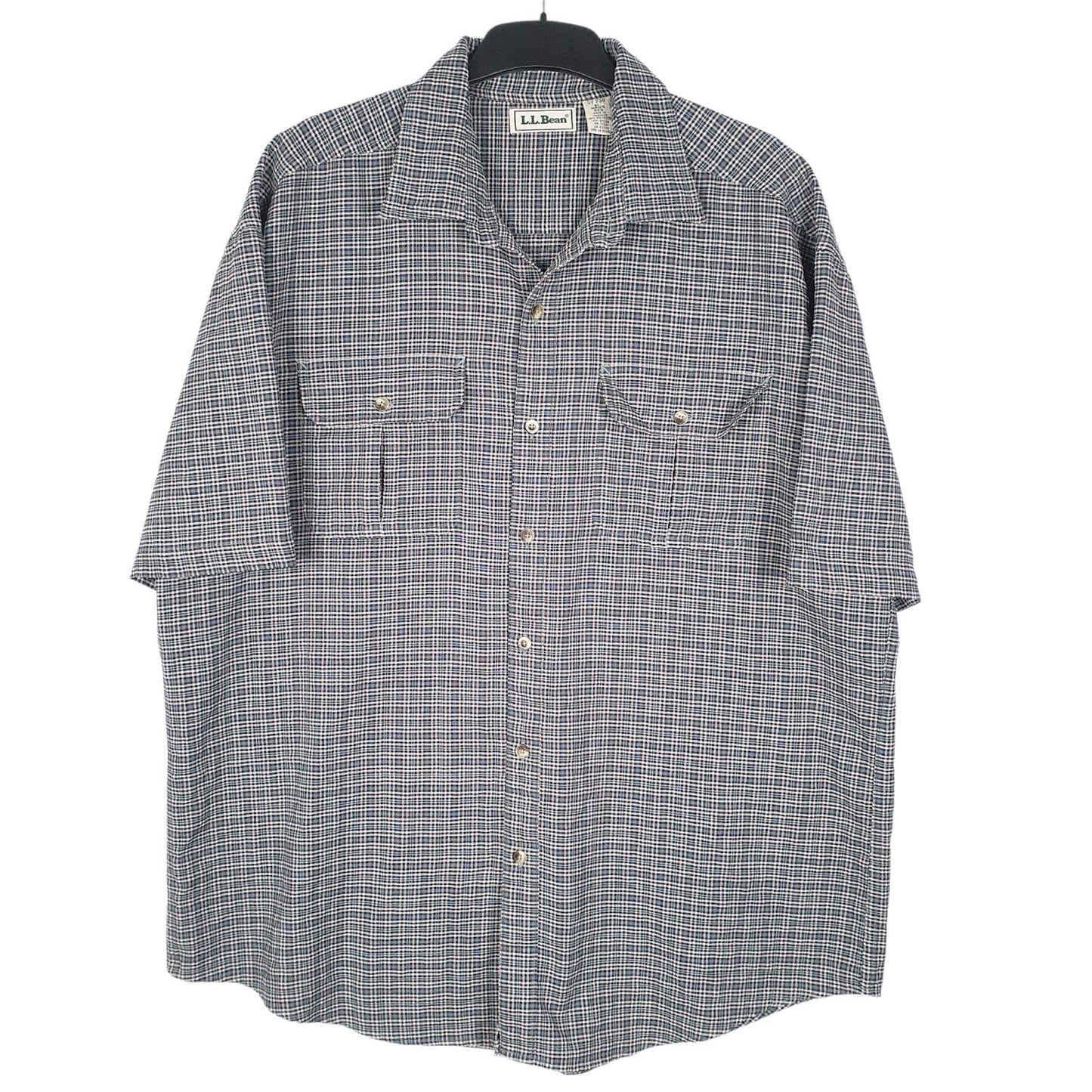 Mens Blue L.L.Bean Vintage 90s Short Sleeve Shirt
