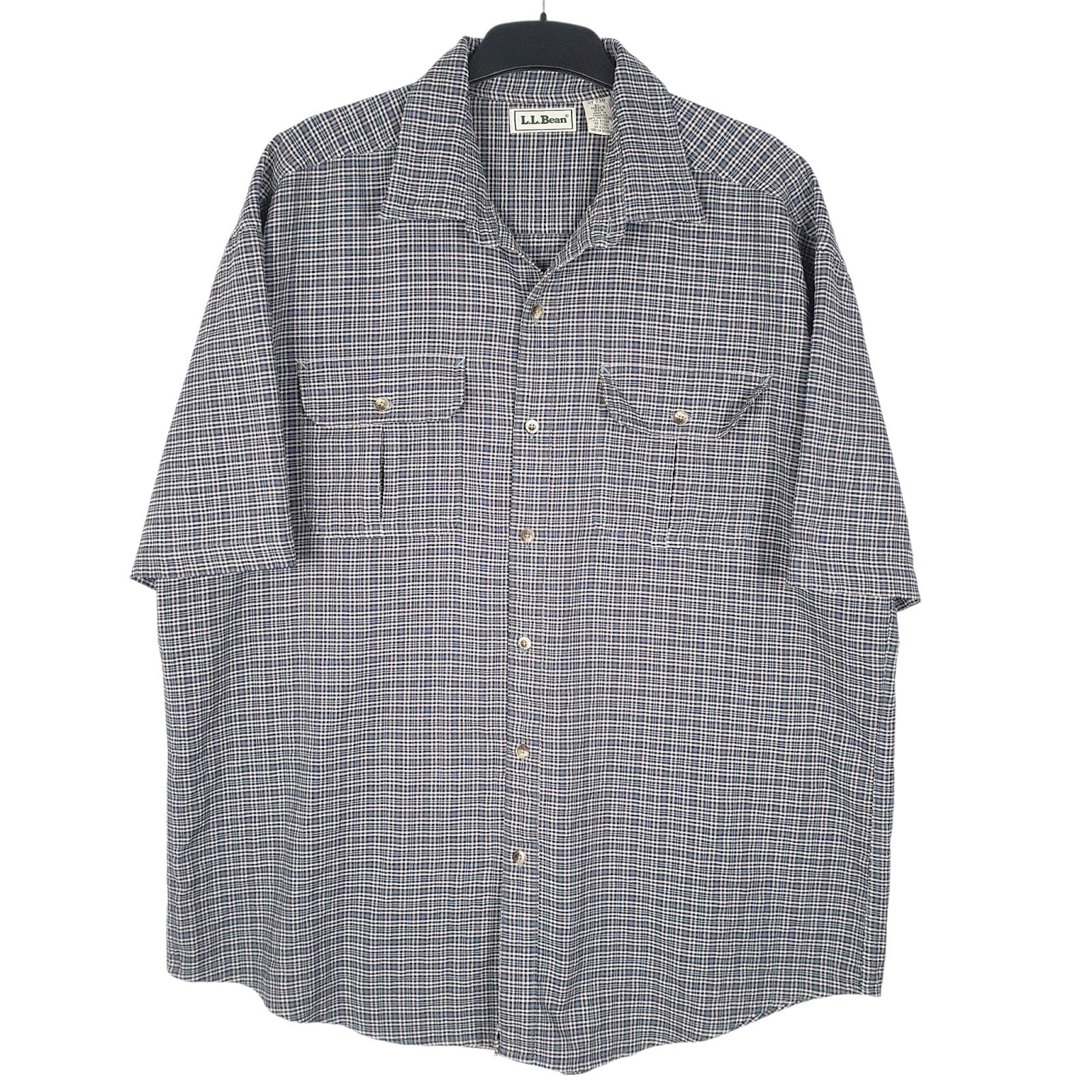 Mens Blue L.L.Bean Vintage 90s Short Sleeve Shirt