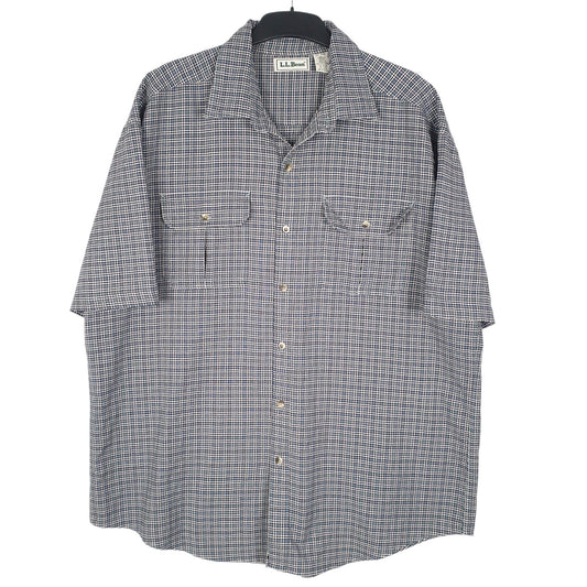 Mens Blue L.L.Bean Vintage 90s Short Sleeve Shirt