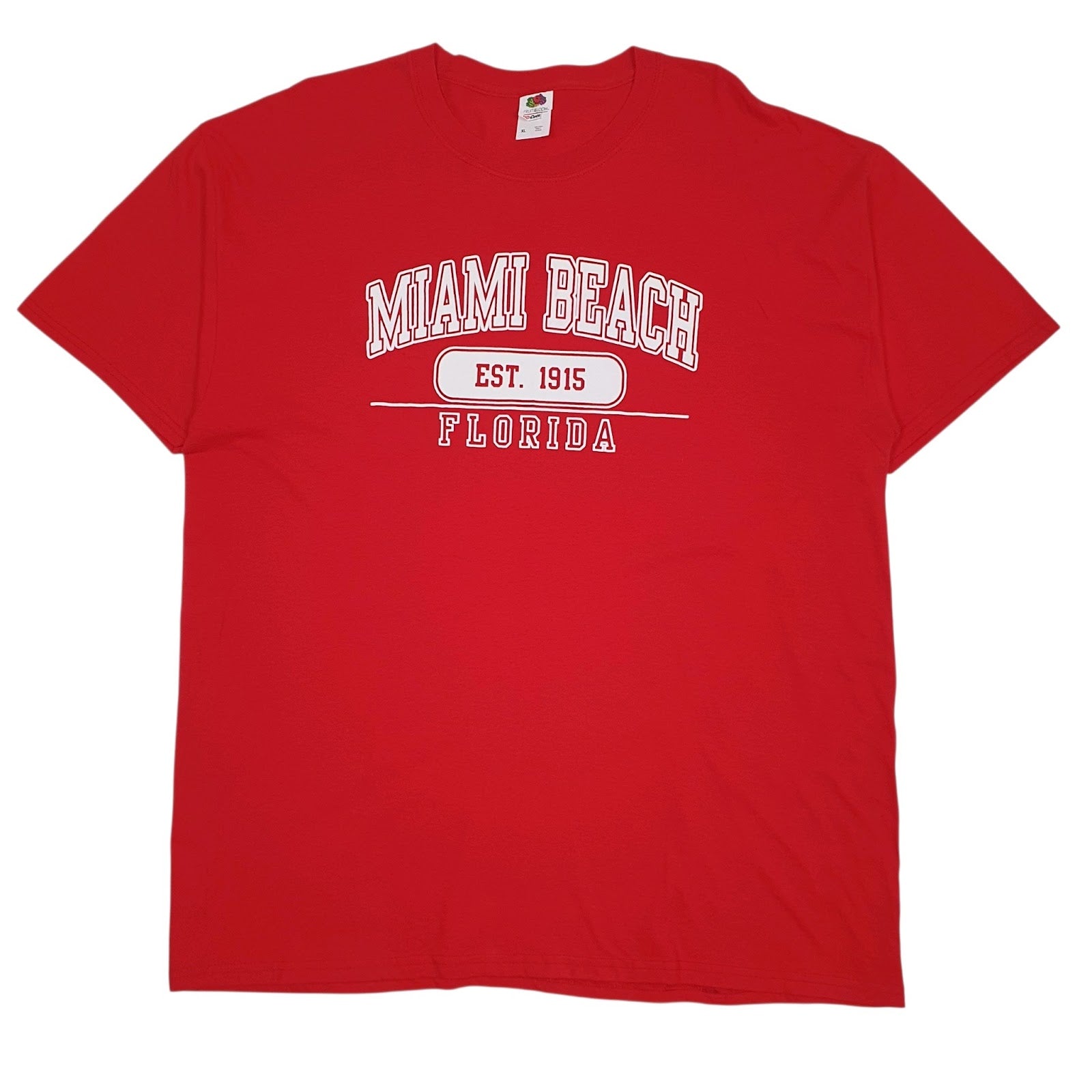 Mens Red Fruit Of The Loom Miami Beach Florida Short Sleeve T Shirt