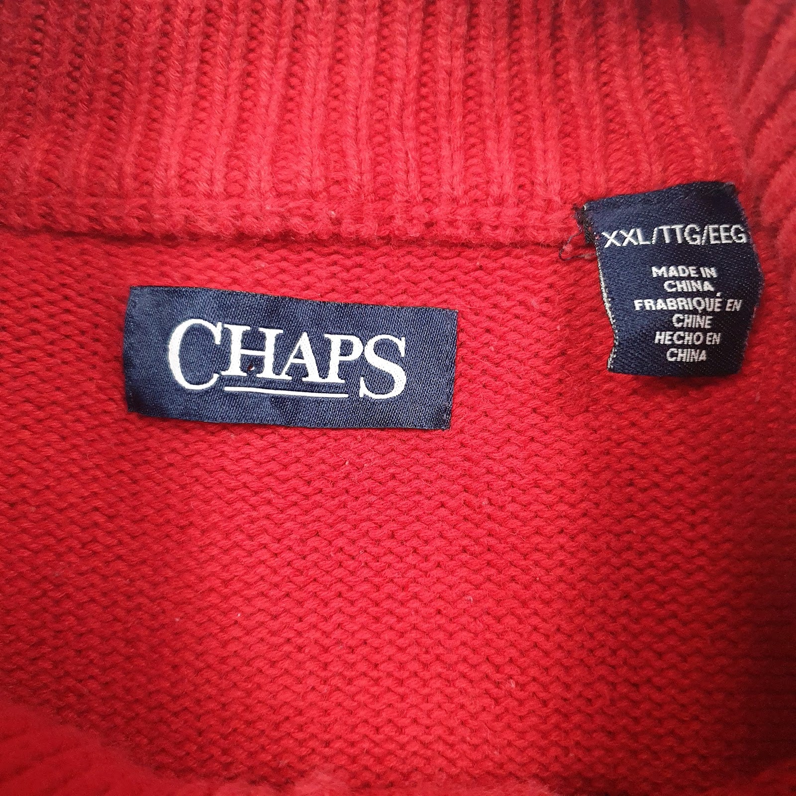 Mens Red Chaps Knit Quarter Zip Jumper