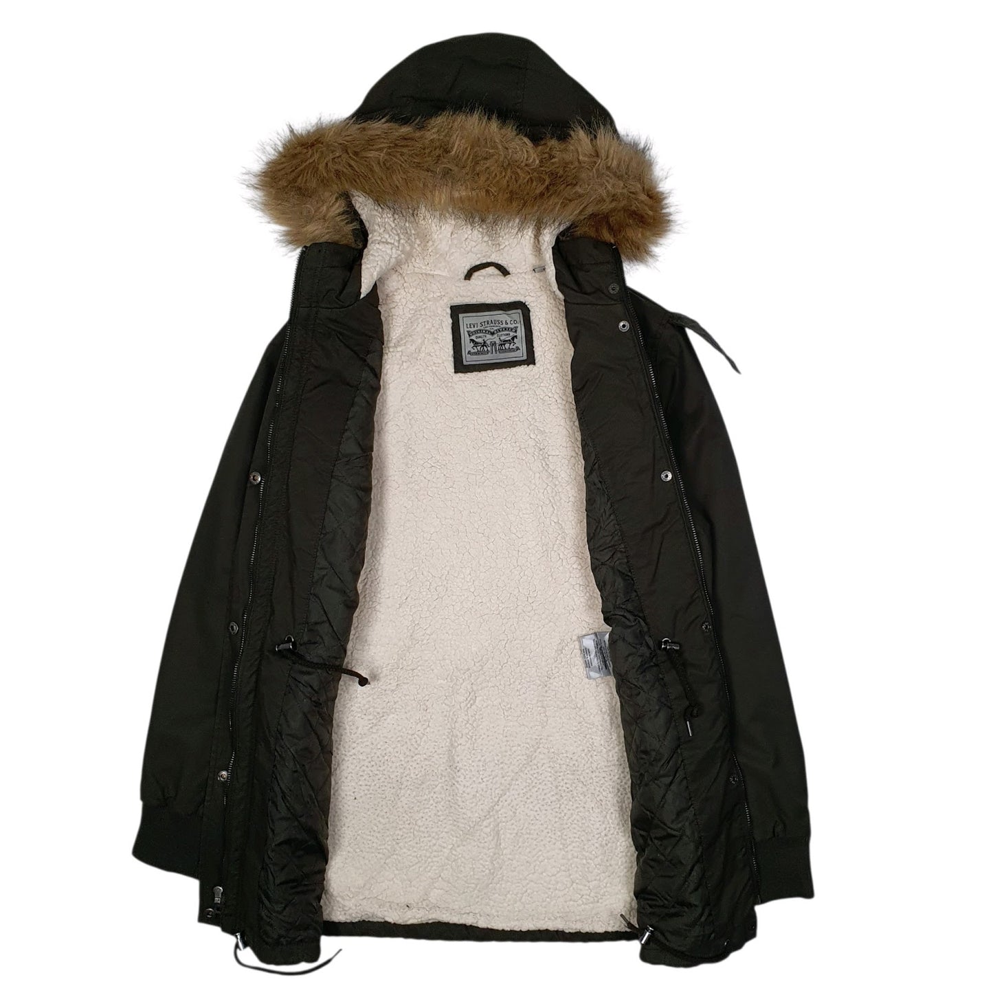 Womens Green Levis Sherpa Lined  Coat