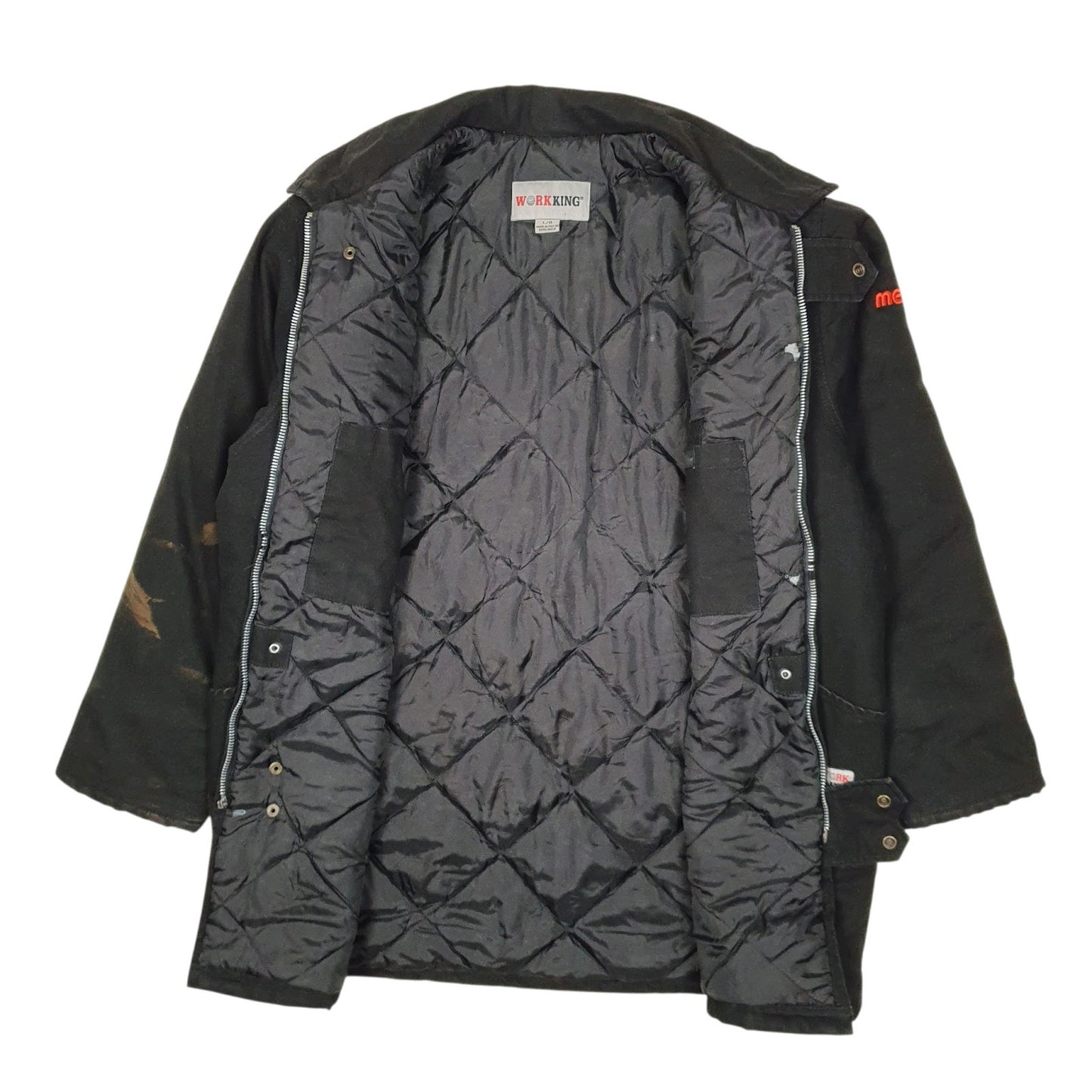 Mens Black Work King Padded Hoodie Coat