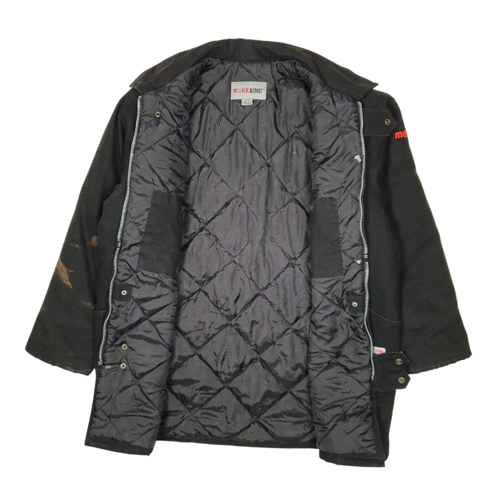 Mens Black Work King Padded Hoodie Coat