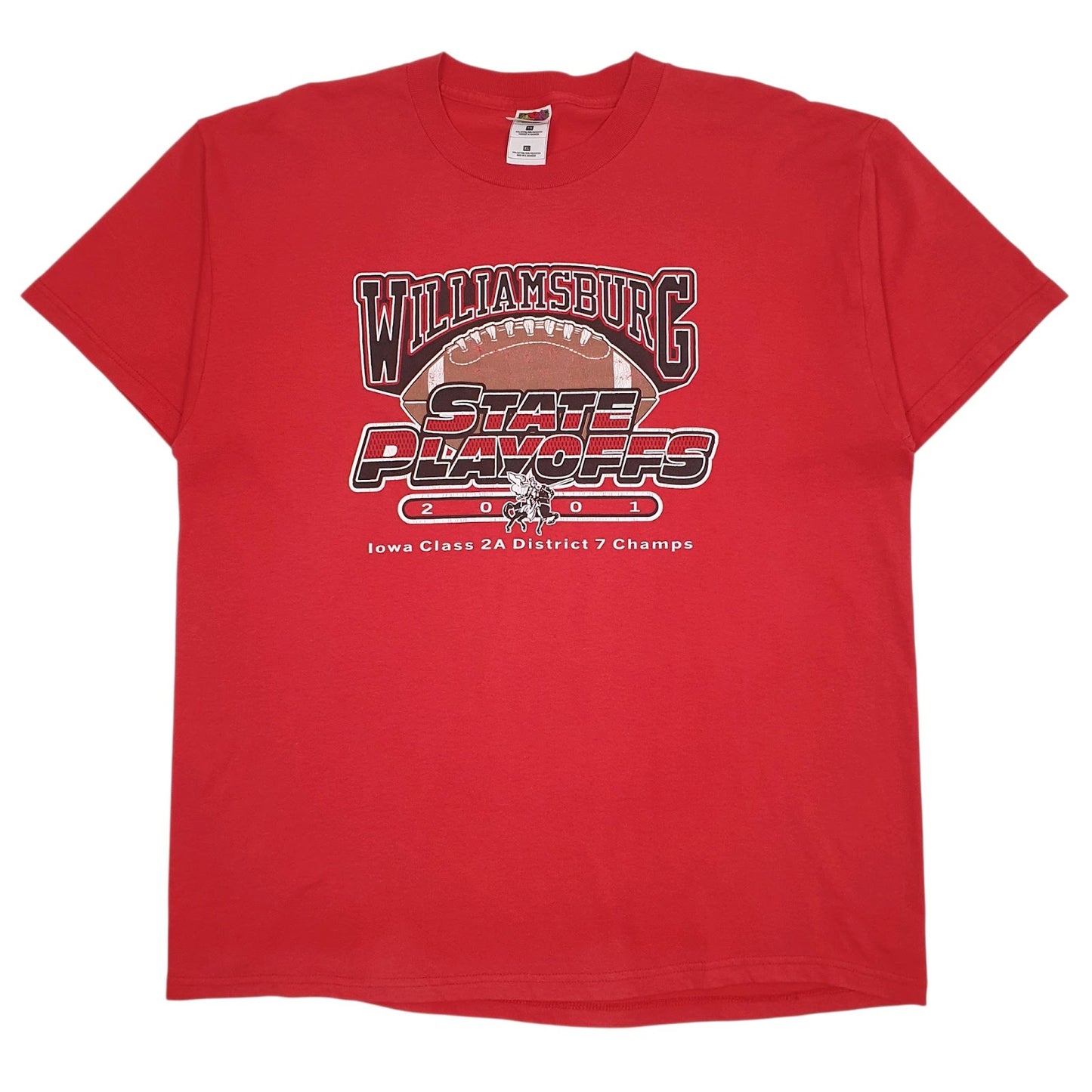 Mens Red Fruit Of The Loom Vintage 00s Williamsburg State Playoffs Short Sleeve T Shirt