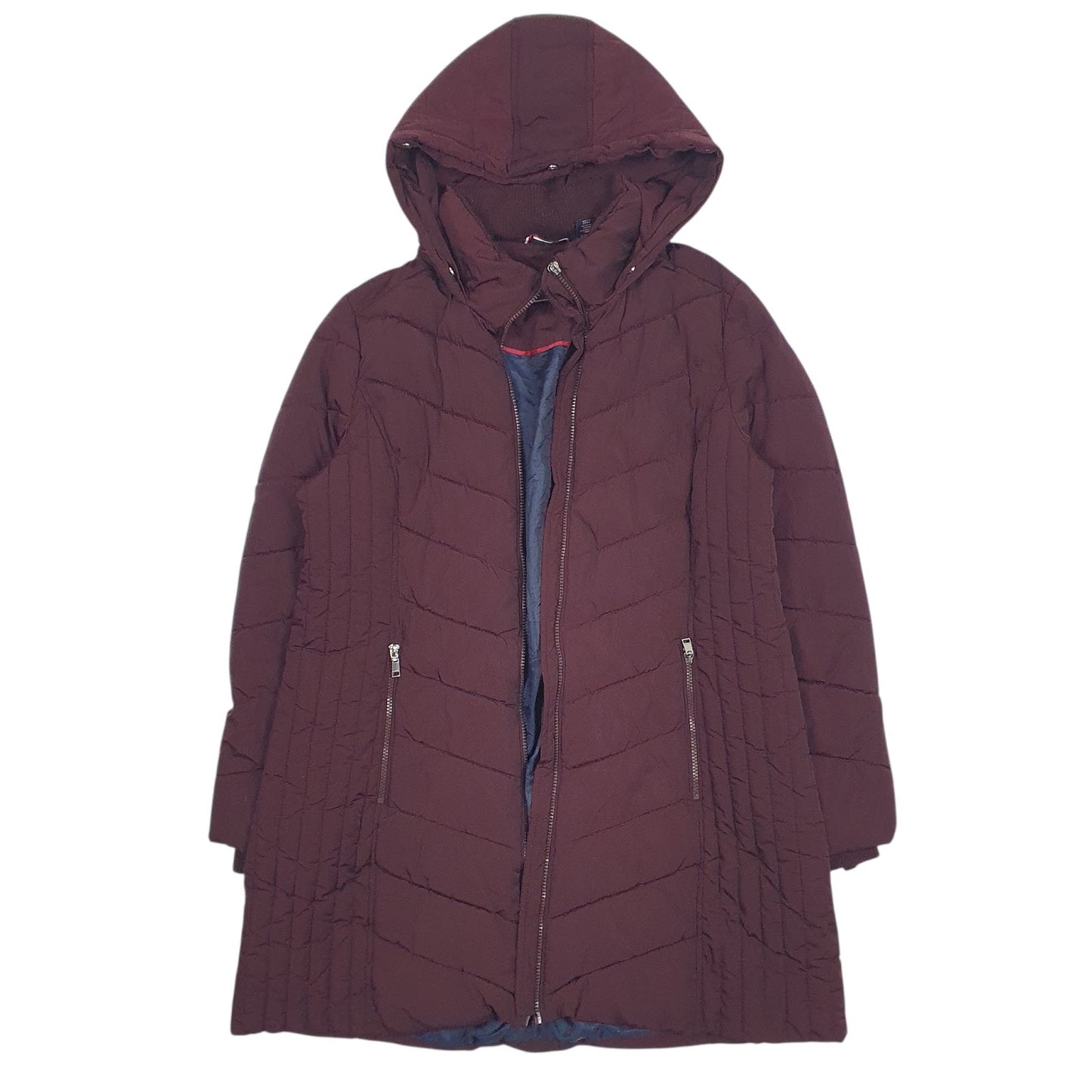 Womens Burgundy Tommy Hilfiger Long Lined  Coat