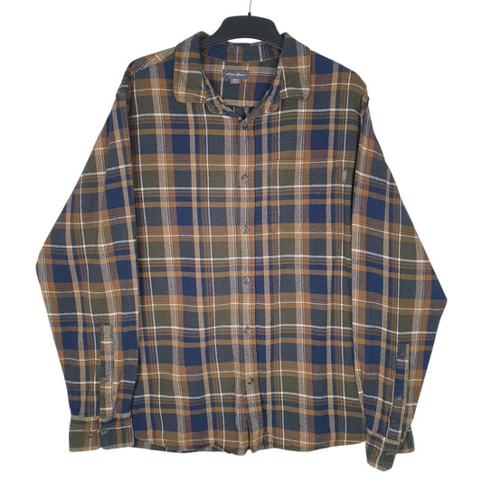 Mens Green Eddie Bauer Flannel Long Sleeve Shirt