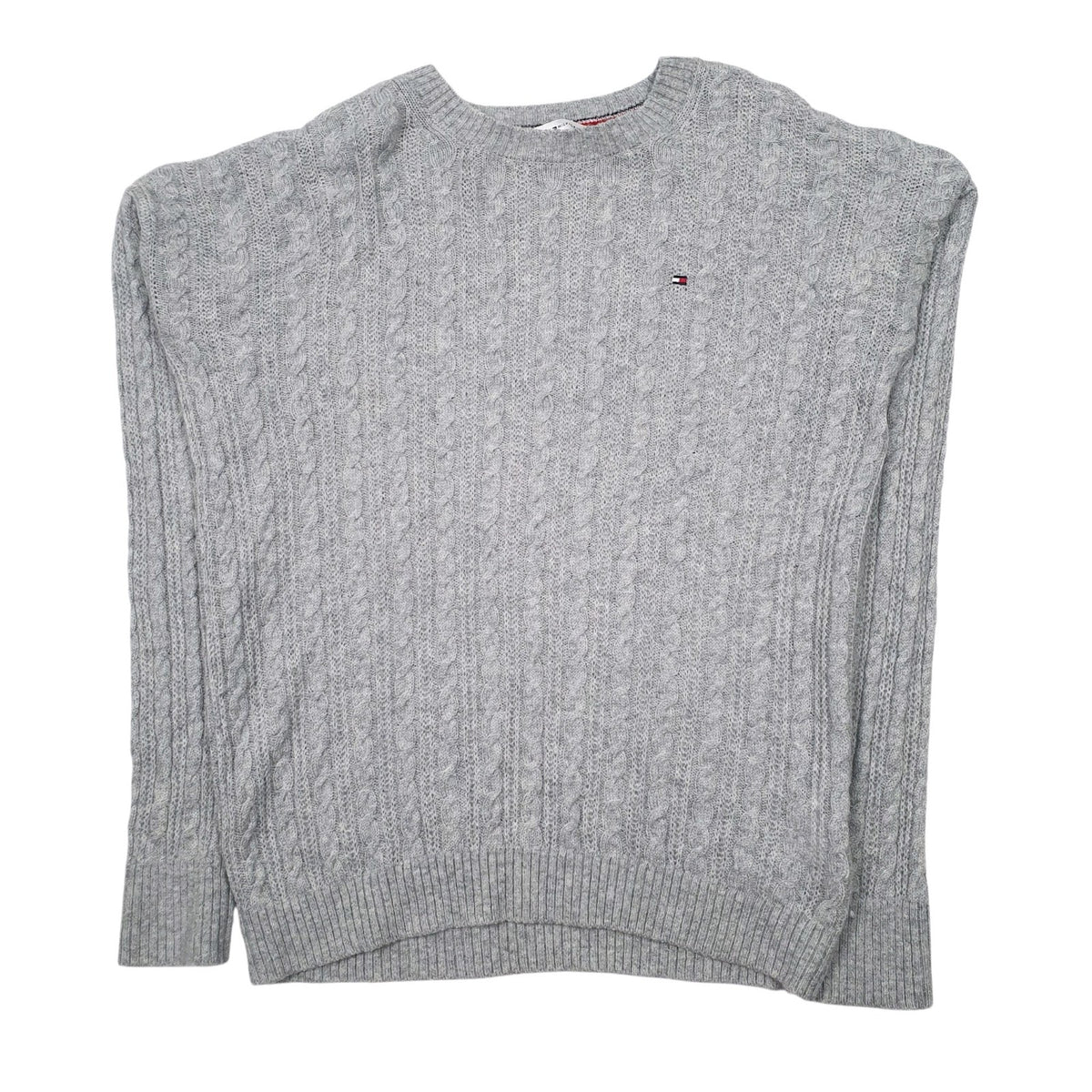 Mens Grey Tommy Hilfiger Cable Knit Crewneck Jumper