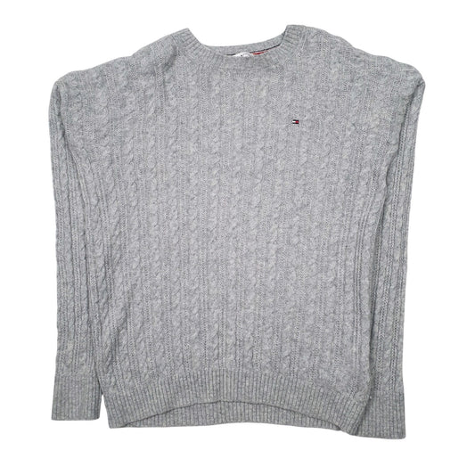 Mens Grey Tommy Hilfiger Cable Knit Crewneck Jumper