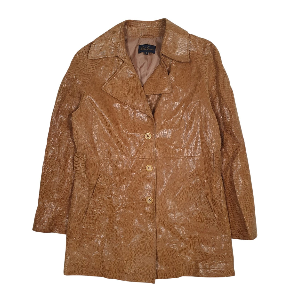 Womens Brown Luisa Spagnoli Snakeskin Lizard Skin Blazer Chore  Coat