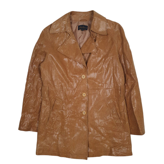 Womens Brown Luisa Spagnoli Snakeskin Lizard Skin Blazer Chore  Coat