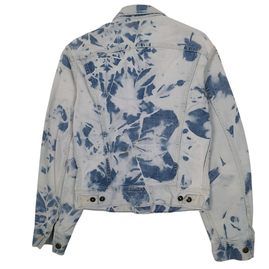 Womens Blue Lee Acid Wash Vintage 1990s Riders Turtle Neck Coat