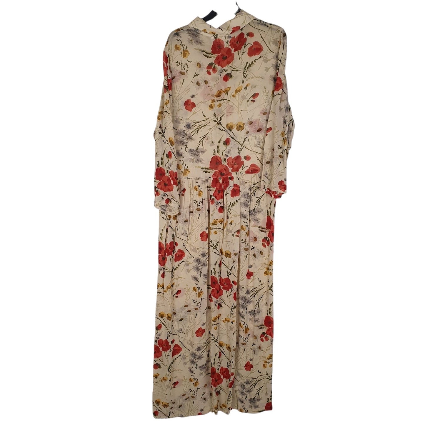 Womens Beige  Vintage Sheer Floral Print  Dress