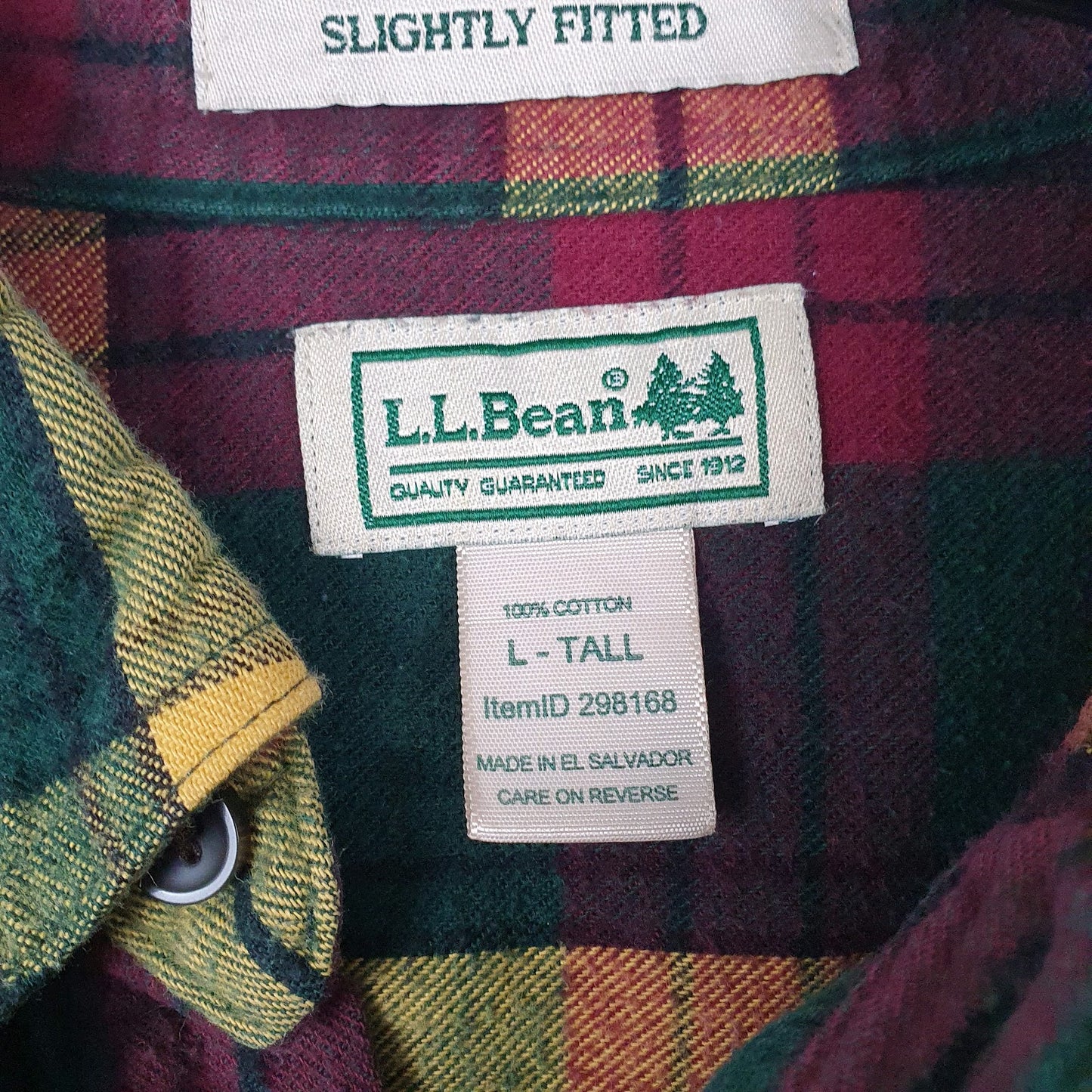 Mens Green L.L.Bean Flannel  Shirt