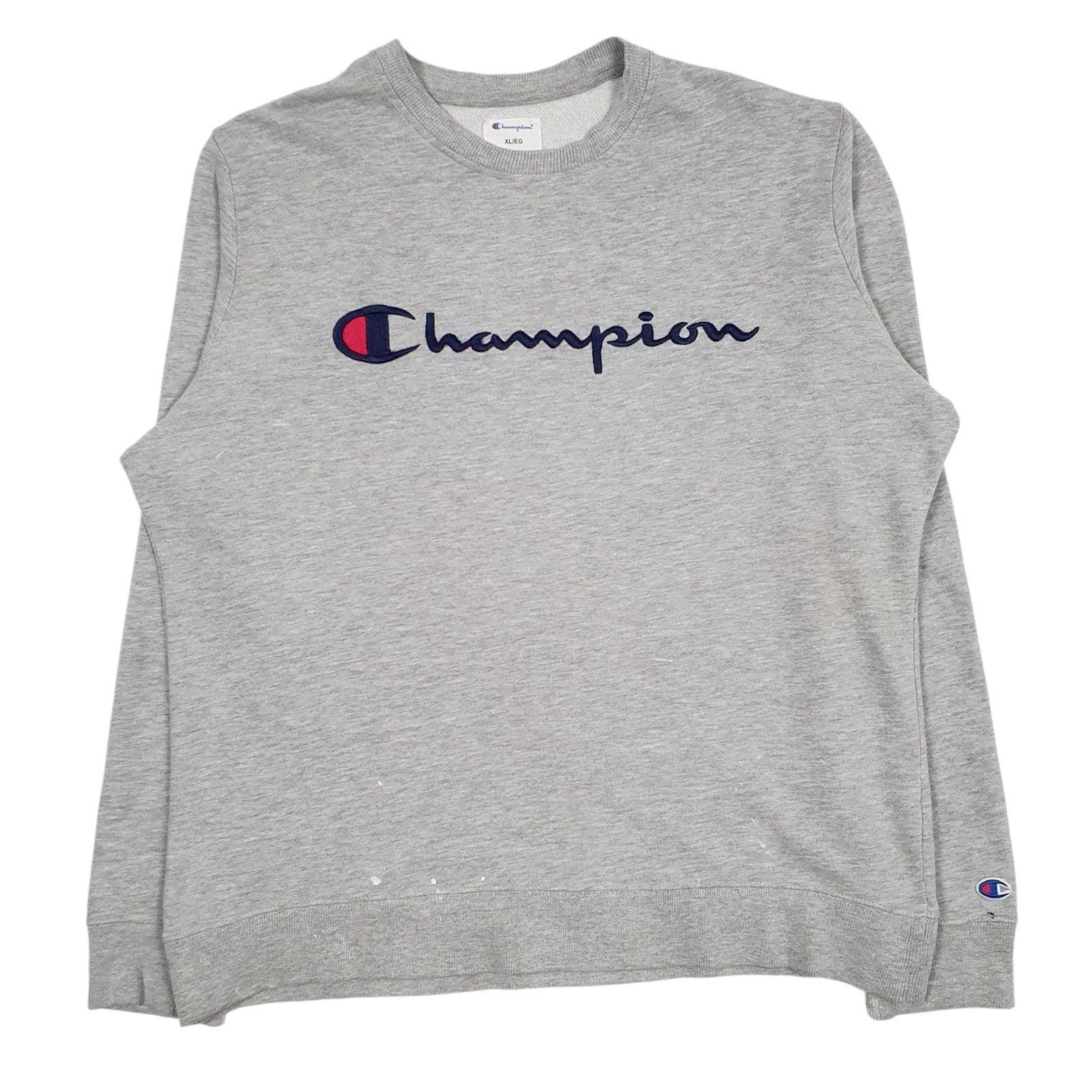 Mens Grey Champion Spellout Crewneck Jumper