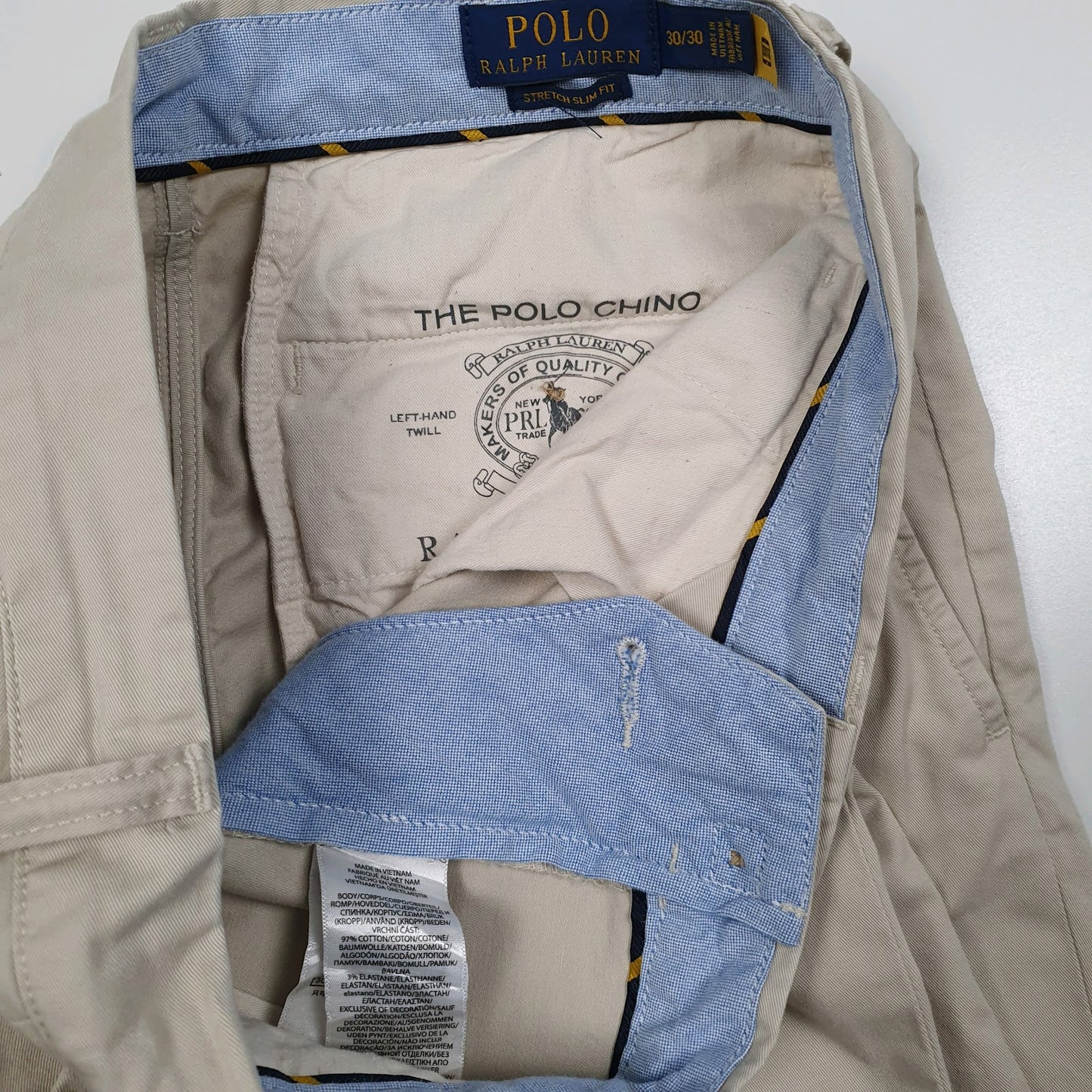 Mens Cream Polo Ralph Lauren Stretch Slim Fit  Trousers