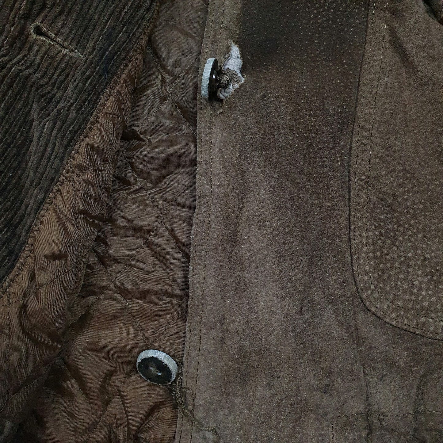 Mens Brown JC Sherpa Lined Patchwork  Coat