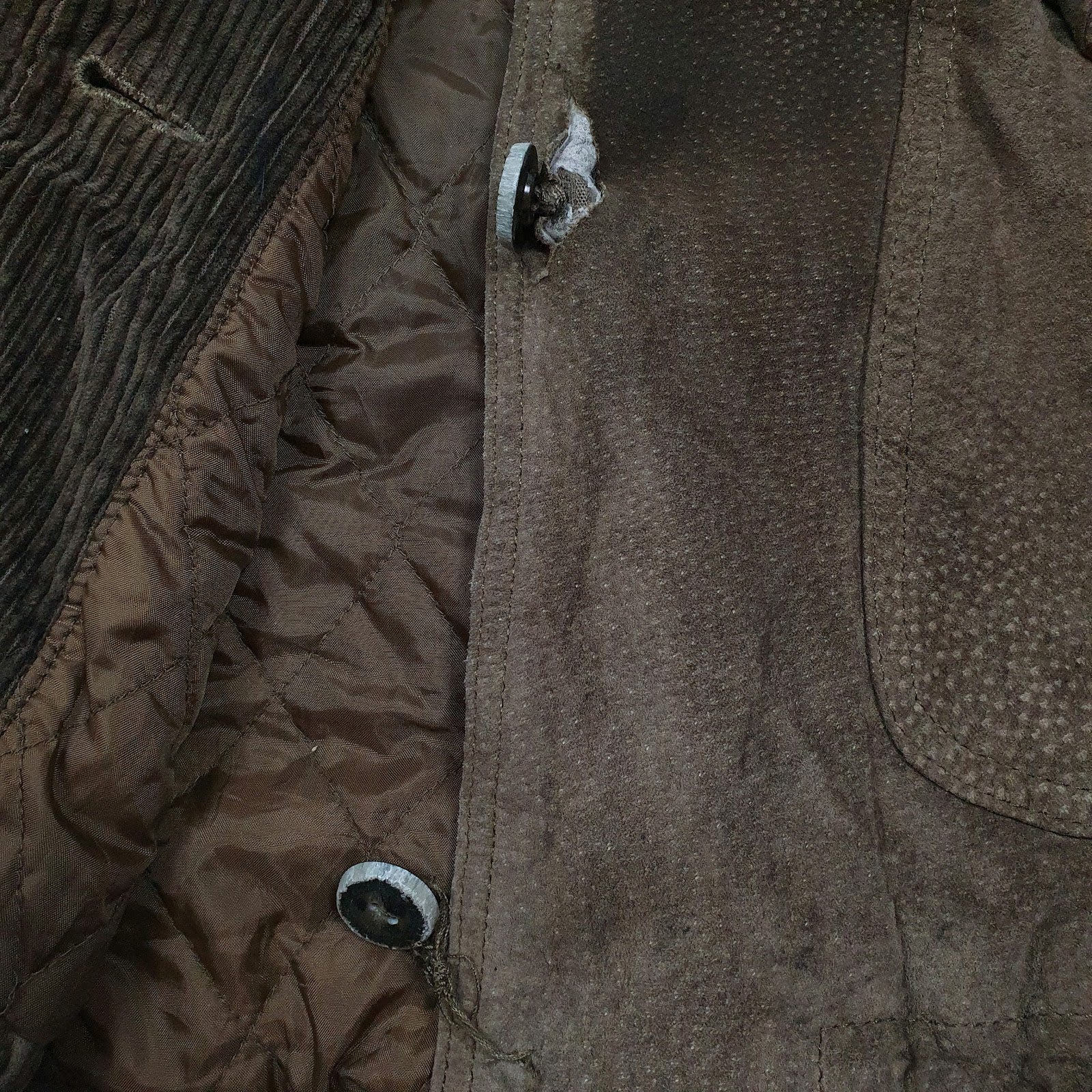 Mens Brown JC Sherpa Lined Patchwork  Coat