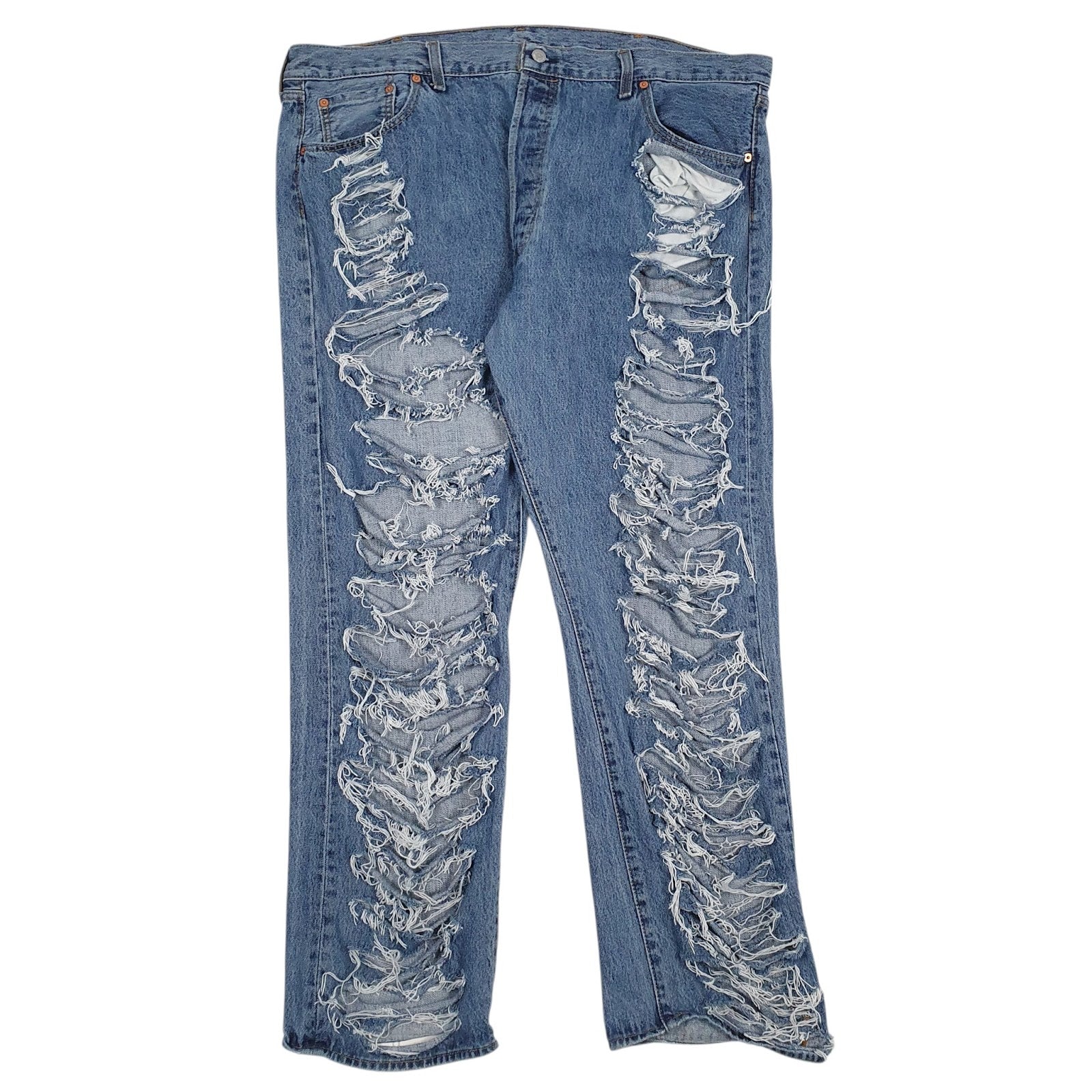 Mens Blue Levis Distressed 501 JeansW44 L32