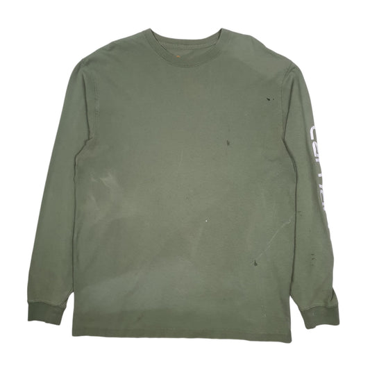 Mens Green Carhartt  Long Sleeve T Shirt