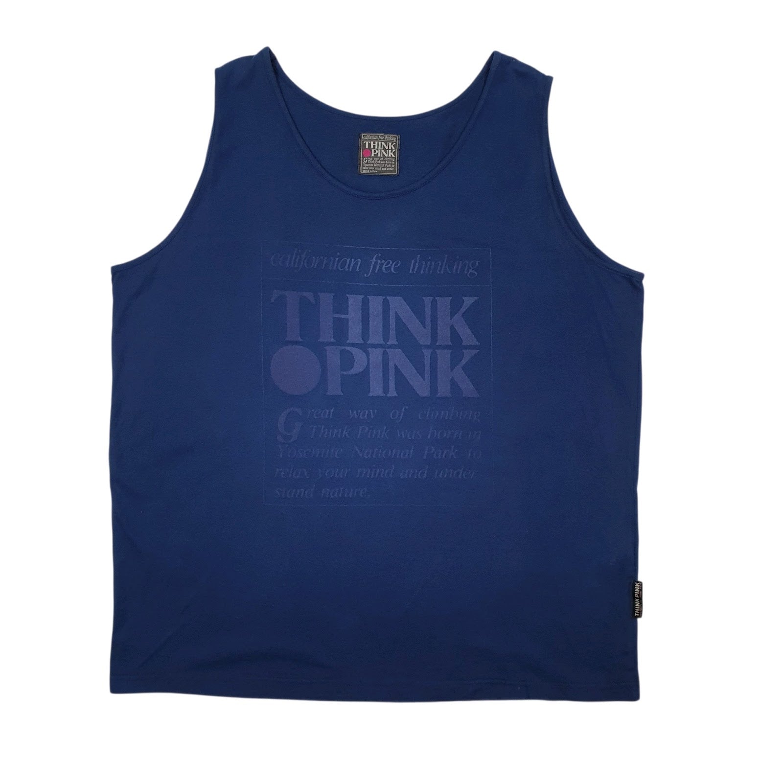 Mens Navy Think Pink California Vest Sleeveless T Shirt