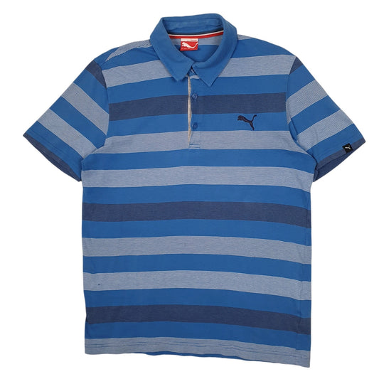 Mens Blue Puma  Short Sleeve Polo Shirt