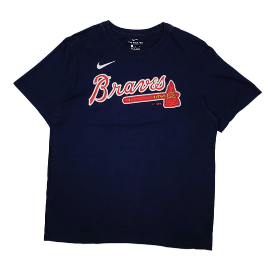 Mens Navy Nike Atlanta Braves MLB Baseball Freeman Short Sleeve T Shirt