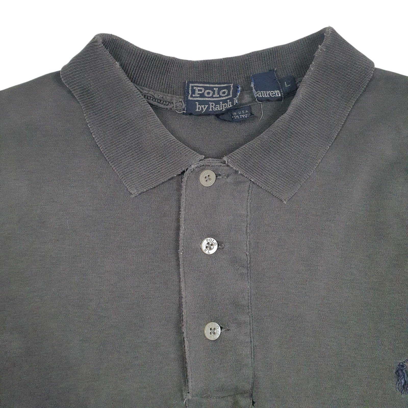 Mens Grey Polo Ralph Lauren Vintage 90s Made In USA  Polo Shirt