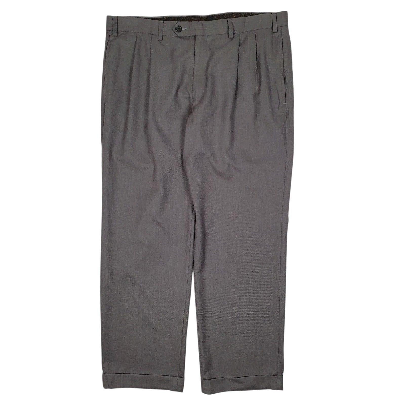Mens Grey Ralph Lauren Double Pleated Formal Trousers