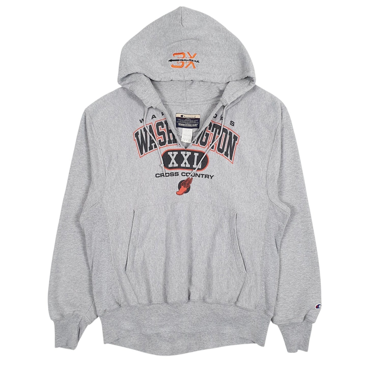 Mens Grey Champion Vintage 90s Reverse Weave Hoodie Jumper
