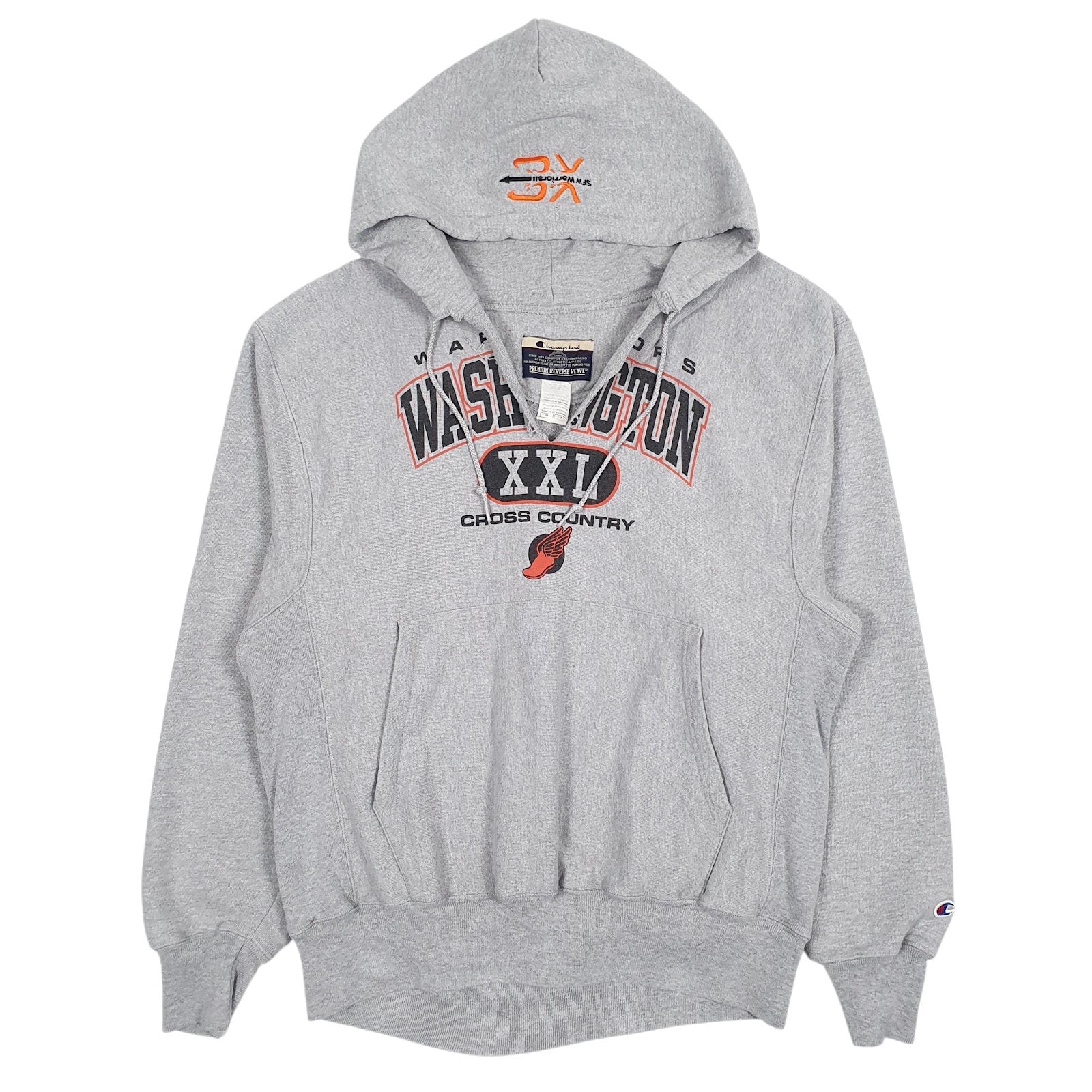 Mens Grey Champion Vintage 90s Reverse Weave Hoodie Jumper