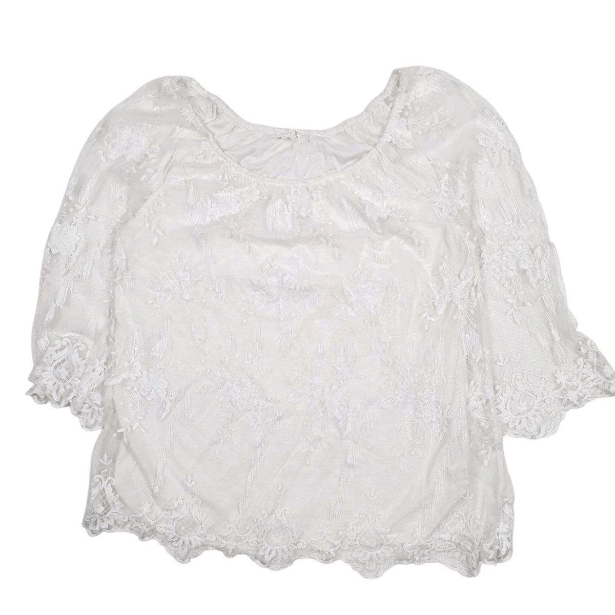 Womens White Miss Sugar Shear Blouse Long Sleeve T Shirt