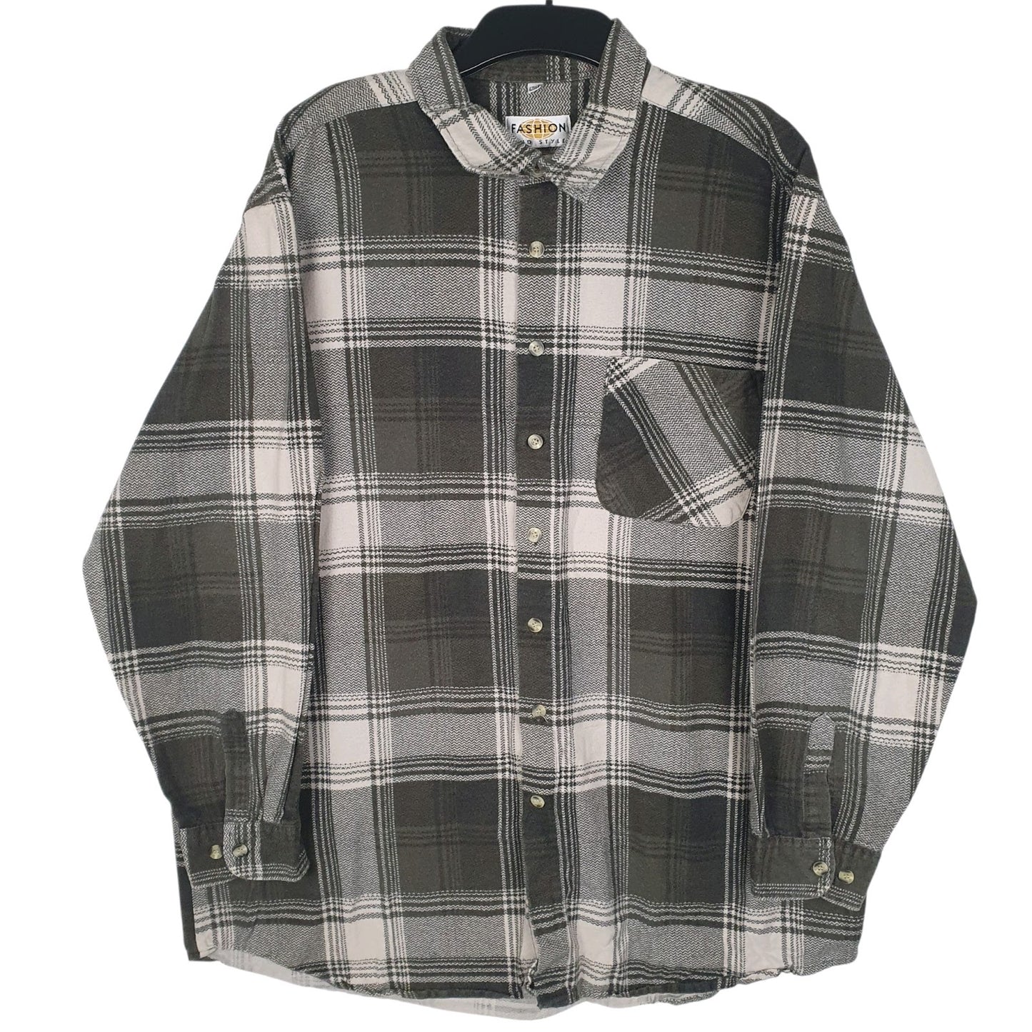 Mens Grey Fashion and Style Flannel Long Sleeve Shirt
