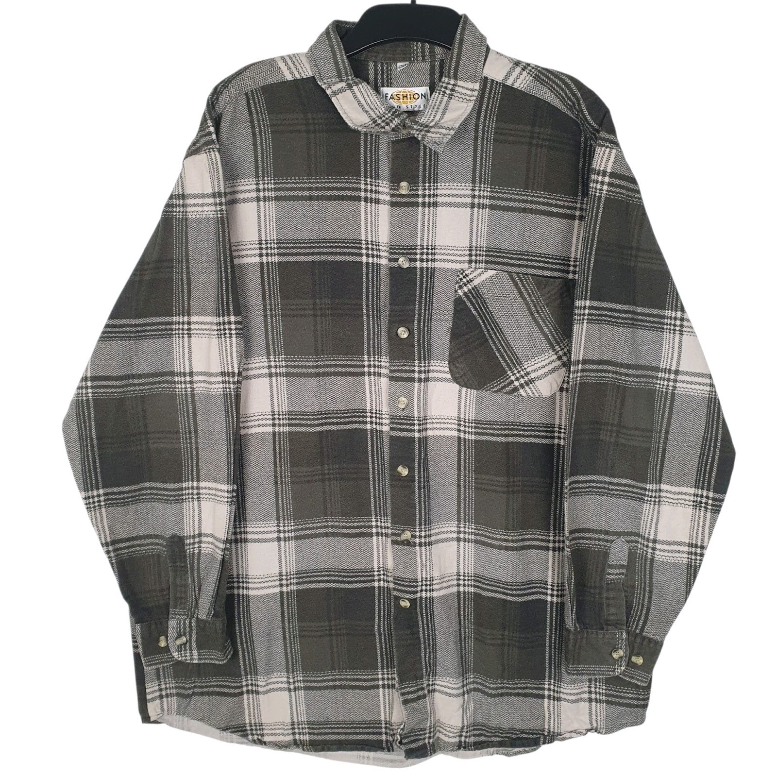 Mens Grey Fashion and Style Flannel Long Sleeve Shirt