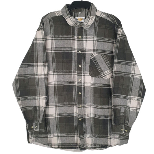 Mens Grey Fashion and Style Flannel Long Sleeve Shirt